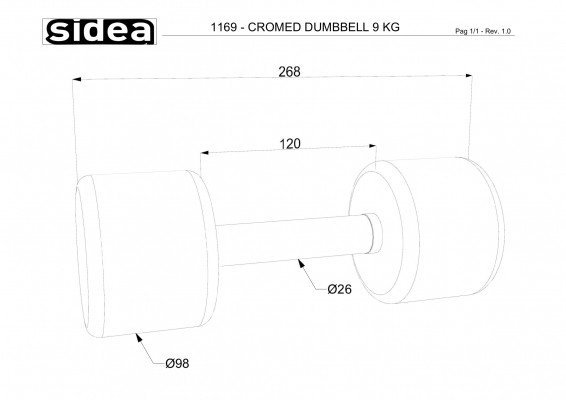 1169 - Cromed Dumbbell 9Kg-1