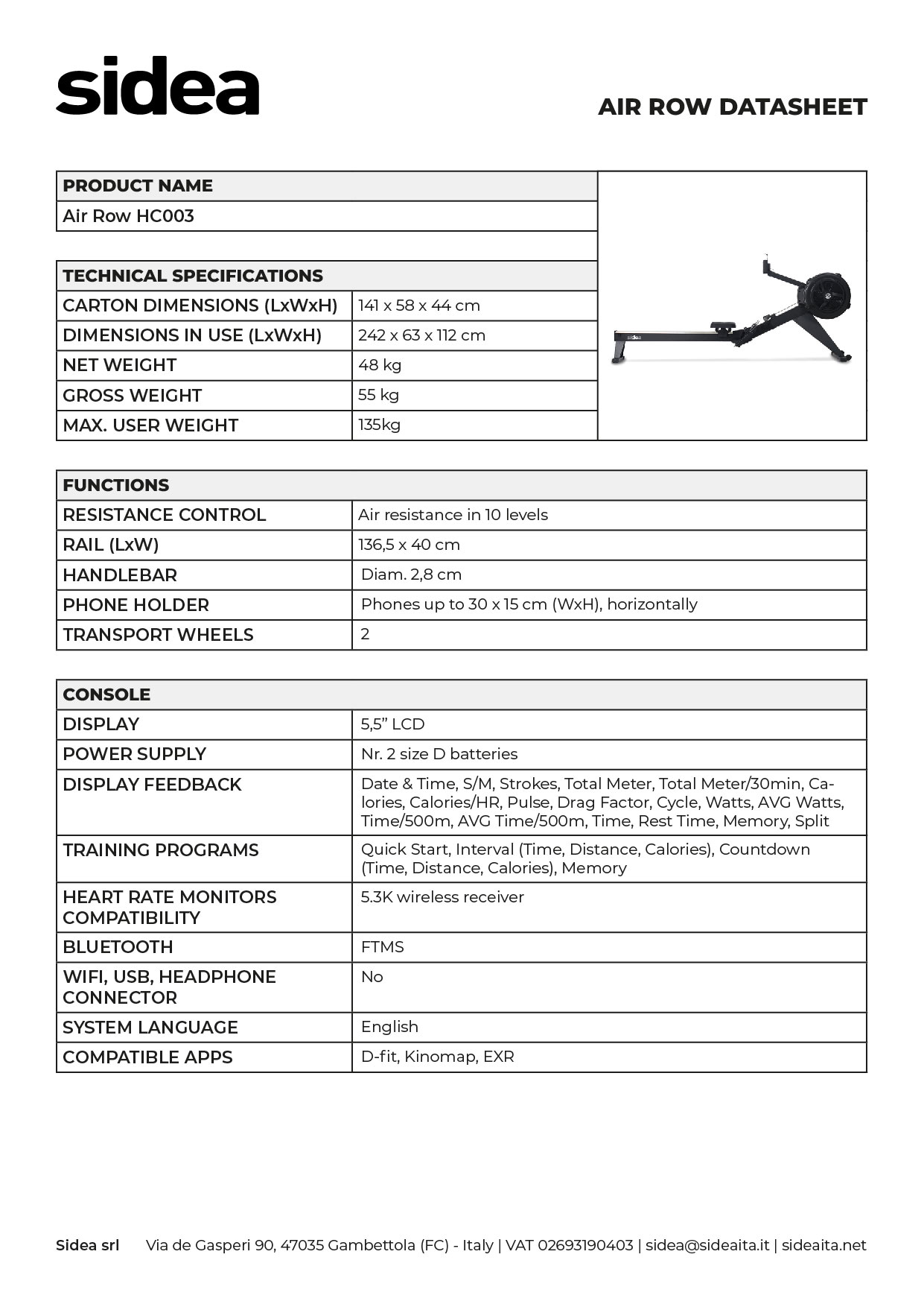 HC003 Air Row - datasheet 3